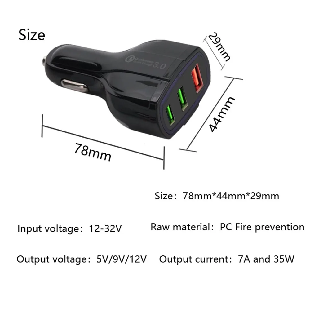 Портативный 3-Порты и разъёмы USB Автомобильное зарядное устройство DC 5V 9V 12 V быстрой зарядки тройной Порты адаптер для автомобильного зарядного устройства автозарядное для планшета 4А телефона