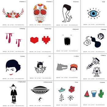 

Wyuen 16 PCS/lot New Design Body Series Fake Tattoo Heart Temporary Arm Tatoo Stickers for Children Body Art Kids Tattoos JY-005