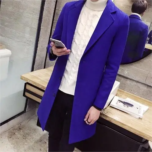 OLOEY, осень, зима, мужское шерстяное пальто, 5XL, большой размер, тонкая, длинная, однотонная, однобортная, ветровка, мужские, s тренчи, пальто, повседневные - Цвет: V49-J77