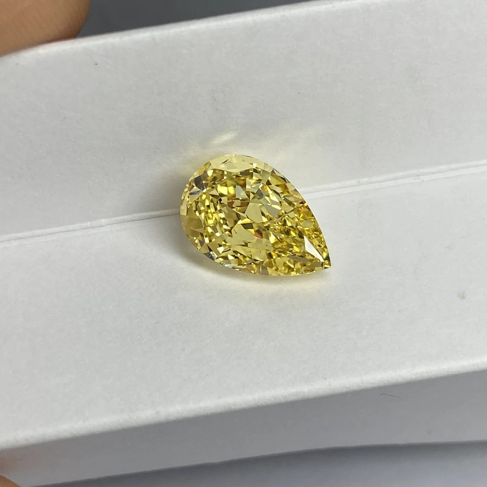 Meisidian 6A 9x13.5mm 5 CTS Pear Drop Shape Cubic Zirconia Vivid Yellow Diamond Stone