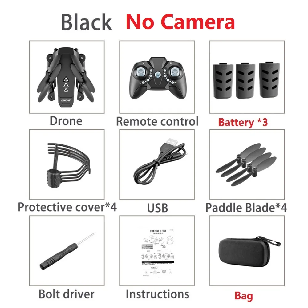 No Camera 3B Bag KK8 Дрон мини air pix Квадрокоптер HD камера 1080p Дрон селфи Квадрокоптер Wifi FPV дроны жесты самолет подарок для мальчика Дети - Цвет: No Camera 3B Bag