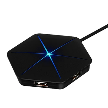 

6-Port USB2.0 Hub Splitter Color Light Charging Splitter with TF SD Card Reader for Multi-Device Desktop Laptops