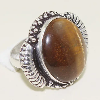 

Tiger Eye Ring Silver Overlay over Copper , Size:7.5, R1214