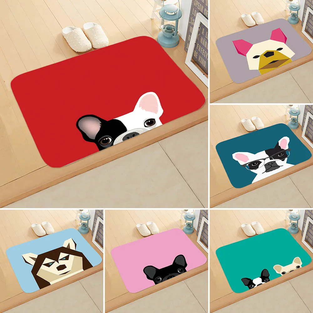 

40*60cm Creative Dogs Mat Cute Cartoon Dog Carpet Flannel Anti Slip Mat Bedroom Floor Mat Toilet Mat Household Mat