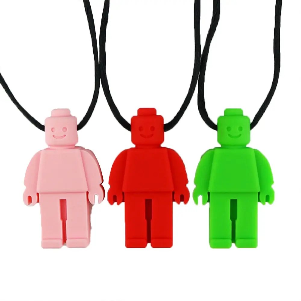 

Baby Teether Brick Sensory Chew Necklace for Teething Autism Biting Chewing Baby Care BPA Free Beads