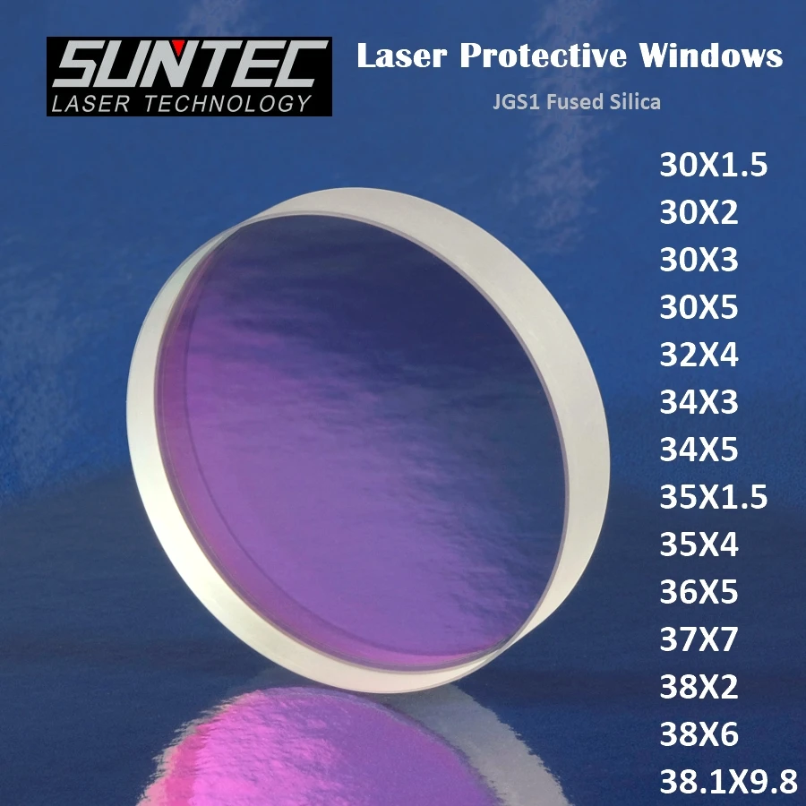 

Suntec Laser Protective Windows Protection Lens Quartz Fused Silica for Fiber Laser Cutter Machine Dia.30 32 34 35 36 37 38