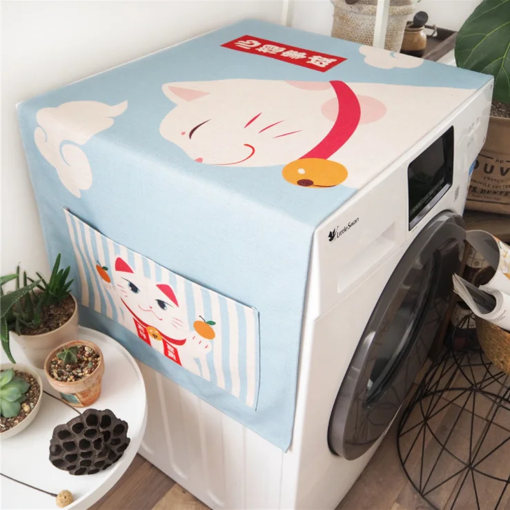 Японский стиль Lucky Cat однодверный холодильник пылезащитный чехол барабан чехол для стиральной машины ткань солнцезащитный водонепроницаемый пылезащитный чехол - Цвет: 4
