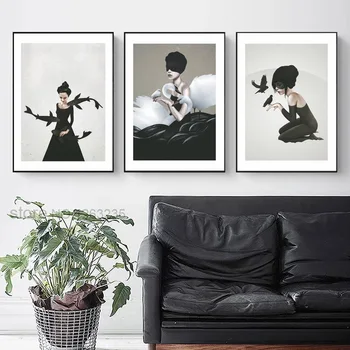 

Nordic Posters And Prints Abstract Canvas Print Painting Black Girl Poster Print Minimalist Wall Art Picture Home Decoration
