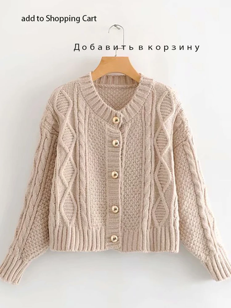Jvcake Women's Fashion Cardigans Knit Sweater Long Sleeve Autumn Winter Beige Purple White image 3