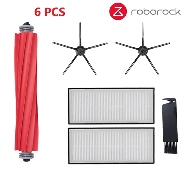 Xiaomi Roborock S70 S7 S7Max T7S T7S Plus Main Brush Hepa Filter Mop Pad Vacuum Cleaner spare Parts Roborock S7 Accessories Black 6pcs
