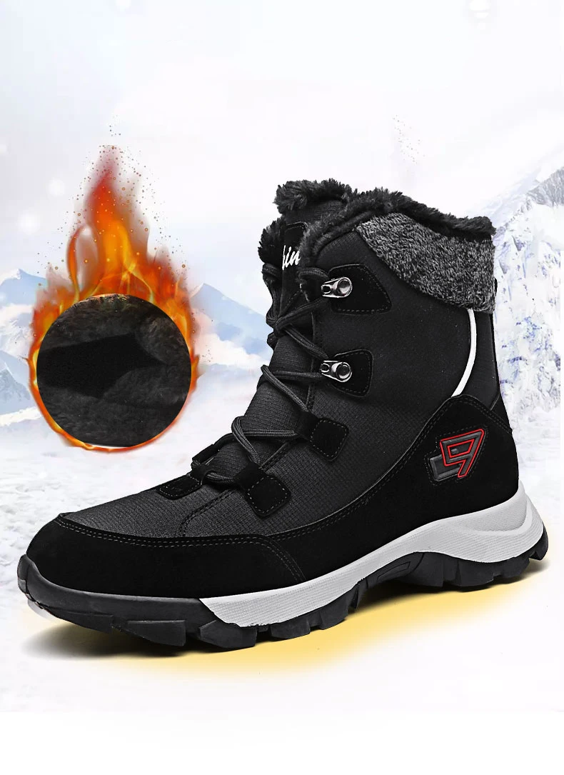 TYDZSMT/водонепроницаемые женские ботильоны; качественные зимние ботинки из микрофибры; теплая плюшевая женская обувь на танкетке; обувь черного цвета размера плюс;