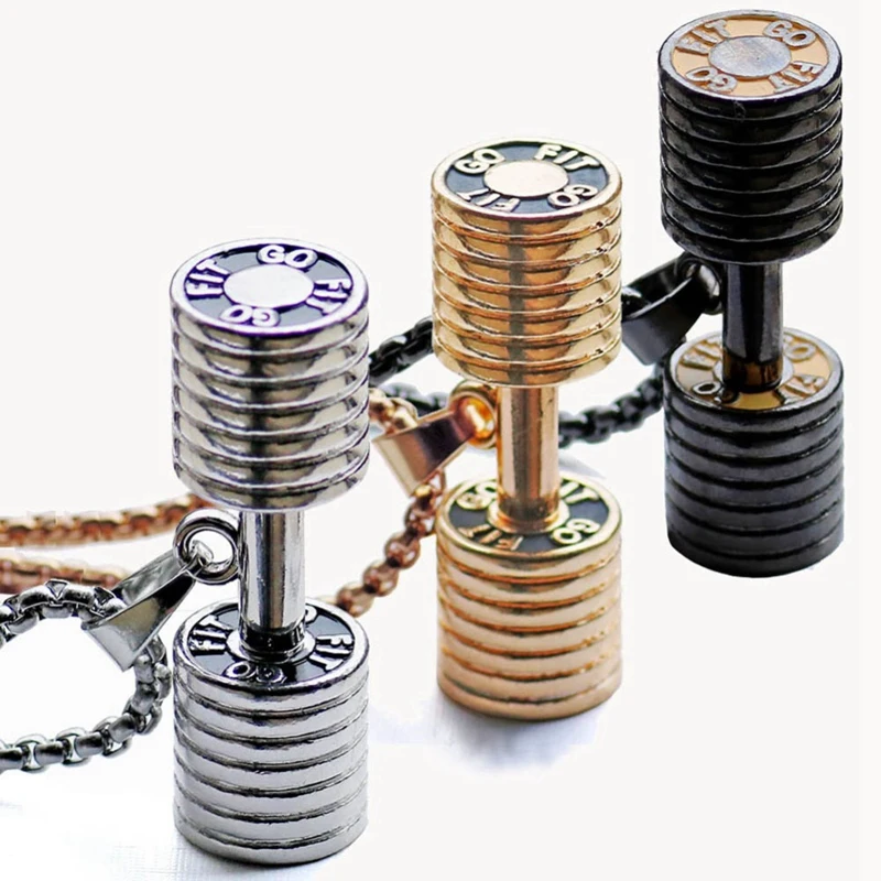Dumbbell Pendant Bodybuilding Fitness Necklace Crossfit Barbell Necklace Fitness Jewelry Stainless Steel Dumbbell Pendant Bodybuilding Fitness Necklace Crossfit Barbell Necklace Fitness Jewelry Stainless Steel