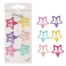 6Pcs/set Star Shape BB Hair Clips Metal Children Baby Snap Hair Clips Barrettes Girls Cute Hair Accessories Candy Color