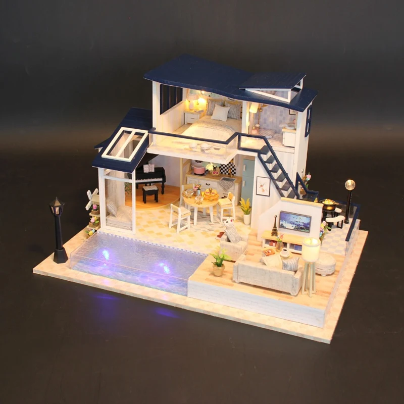 Кукольный дом деревянная мебель Diy миниатюрный дом собрать 3D миниатюры кукольный домик головоломки наборы игрушки для детей день рождения Gi