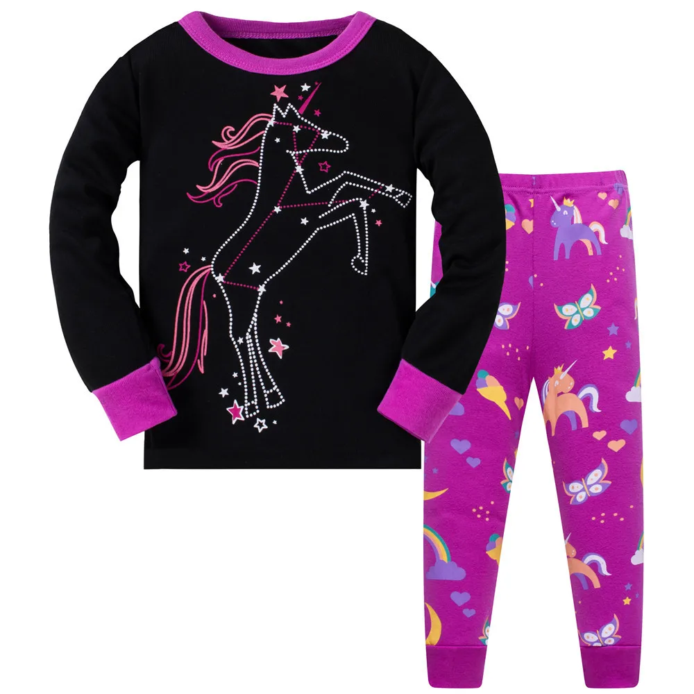 Детский пижамный комплект для девочек от 3 до 8 лет, розовая одежда принцессы Детские комплекты одежды с рисунками детская одежда для сна, Пижамный костюм - Цвет: 36