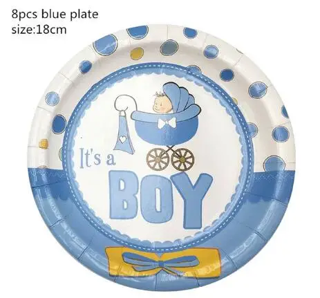 7inch plate 8pcs Вечерние столовые приборы это мальчик девочка Салфетка под тарелку кружку баннер День Рождения Декор детский душ Дети Пол раскрыть вечерние принадлежности - Цвет: 7inch plate 8pcs