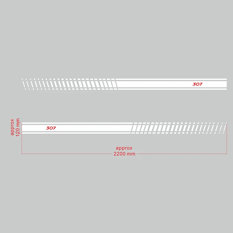 2 шт./партия наклейки для автомобиля с боковой полосой, графический комплект для PEUGEOT 307 108 208, аксессуары для кузова автомобиля - Название цвета: 307 SILVER WHITE