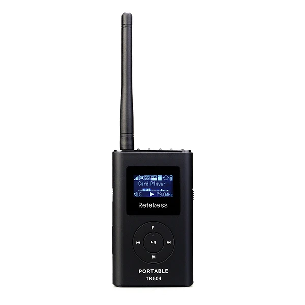 Retekess TR504 0.6W Wireless FM Broadcast Transmitter MP3 Portable for Church Car Meeting Support TF Card AUX Input headphones with mic