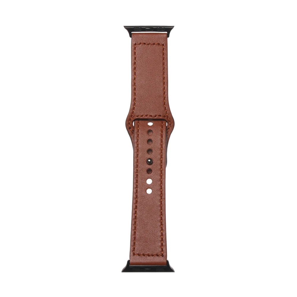 Часы с ремешком из натуральной кожи, ремешок для наручных часов Apple Watch, ремешок 42 мм, 38 мм, ремешок для наручных часов Iwatch, версия 44 мм 40 мм 4/3/2/1 браслет аксессуары - Цвет: brown