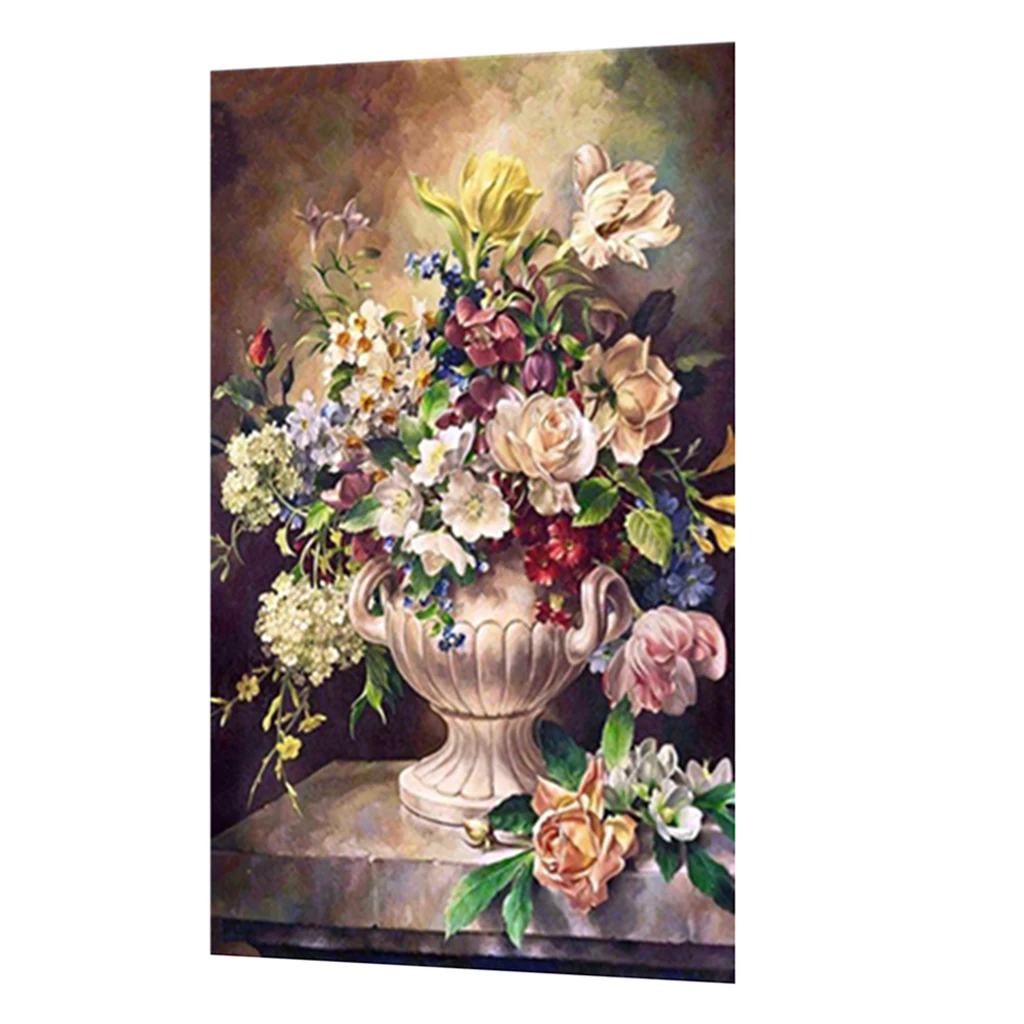 5D Diamond Painting by Number Kit, Floral Embroidery Cross Stitch Picture Supplies Arts Craft Wall Sticker 30 x 20cm
