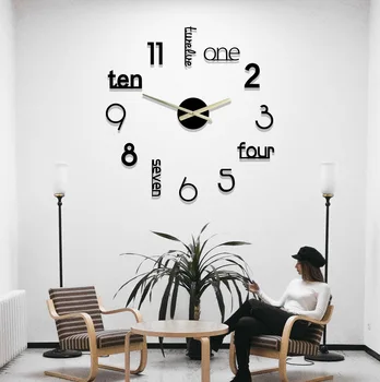 

TikTok 27 Inch DIY Cartoon Free Punch Wall Sticker Clock Simple Clock Mute Home Living Room Study Bedroom Wall Clock