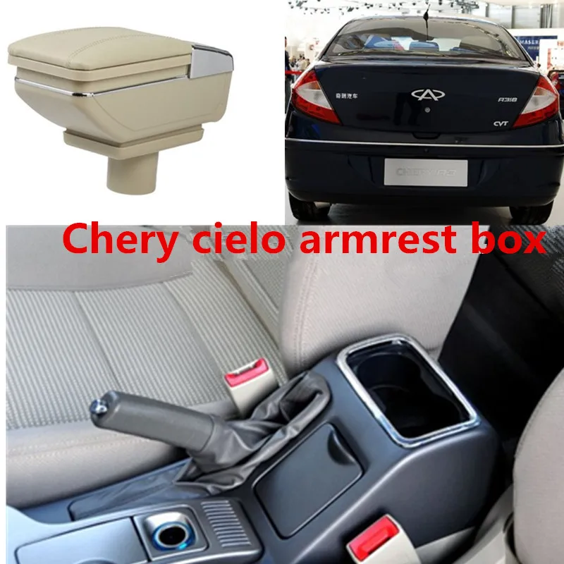 Для Chery cielo подлокотник коробка центральный магазин содержание коробка с держатель стакана, пепельница украшения с USB интерфейсом A3 M11 подлокотник