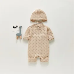 Barboteuse pour nouveau né, tricot, combinaisons et chapeau pour filles en bas âge, vêtements pour enfants 
