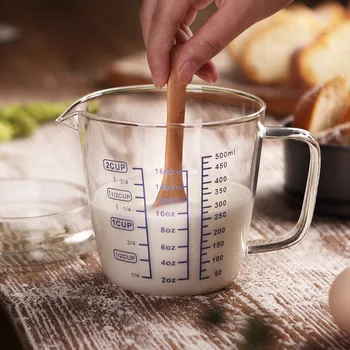 

250/500ml Glass Measuring Cup Milk Jug Heat Resistant Glass Cup Measure Jug Creamer Scale Cup Tea Coffee Pitcher Microwave Safe