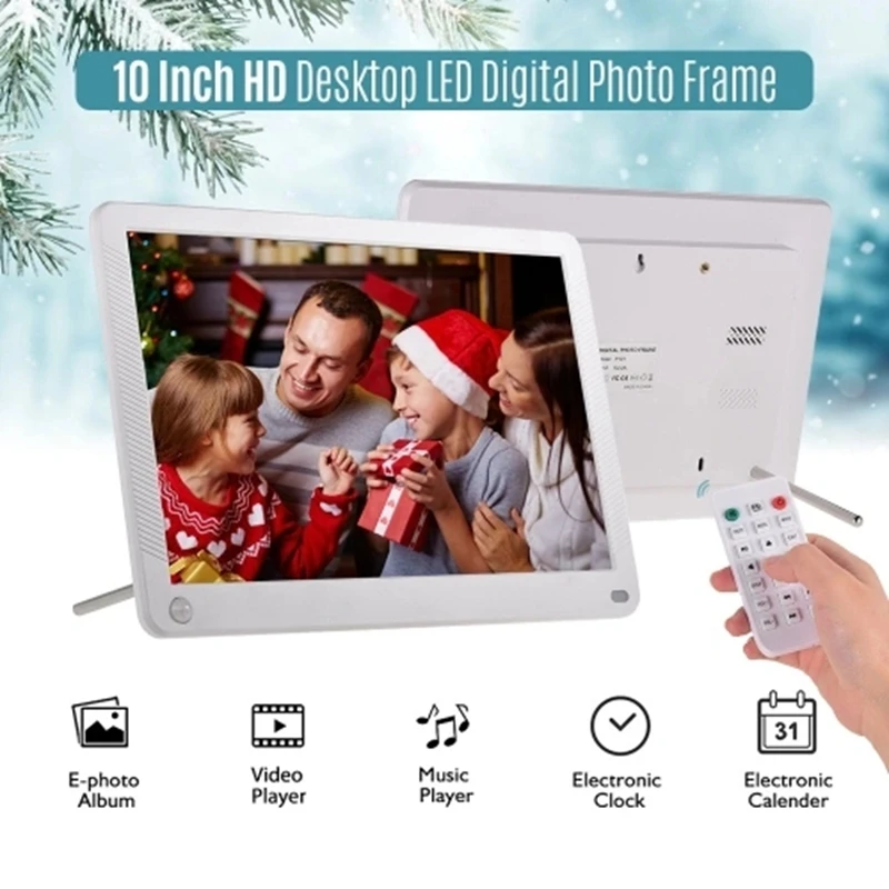 FULL-P101 10 Inch LED Digital Photo Frame IPS Desktop Electronic Album 1280x800 HD Supports Music/Video/Photo Player/Alarm Clock