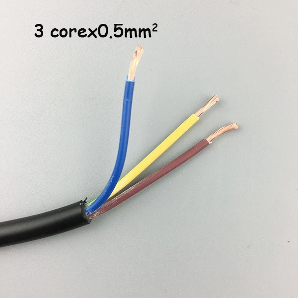 10 м 0,5/2/3 мм2 жилы контакты медный провод электрический RVV КАБЕЛЬ Черный Для водонепроницаемого разъема Прожектор газон сад - Color: 3corex0.5mm2