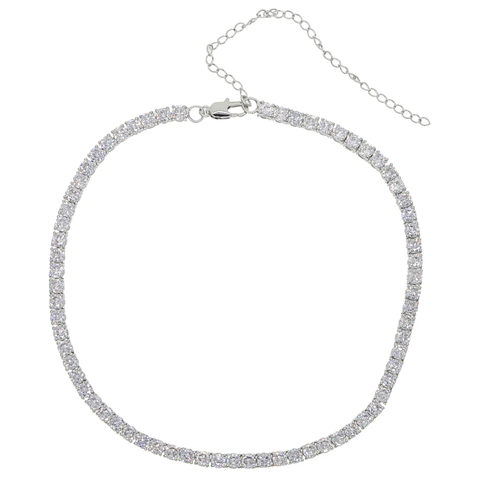 Новый 4 мм Льдом Bling CZ теннис цепи хип хоп ожерелье Necklcae Micro Pave Цирконий 1 ряд колье