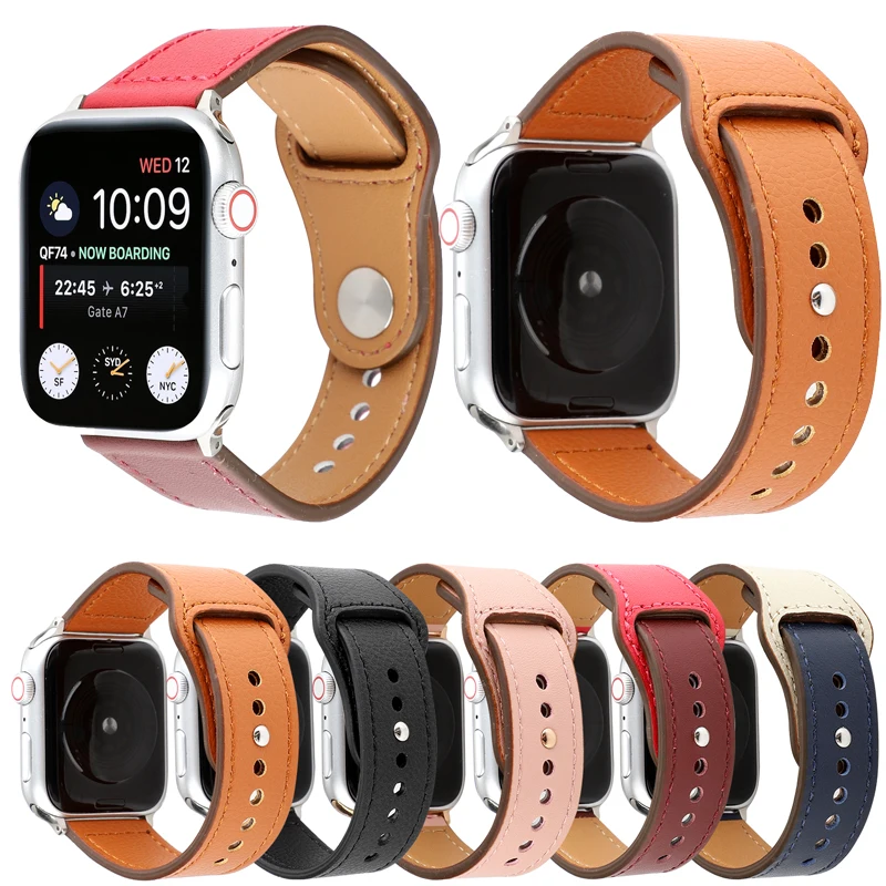 

Genuine leather loop strap for apple watch band 42/38mm wristband for iwatch bands 44mm 40mm series 4/3/2/1 bracelet accessories