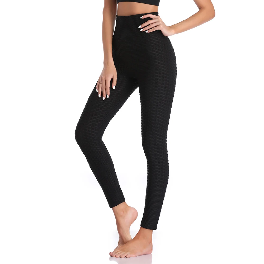 Women Push Up Leggings High Waist Classic Trousers Ankle-Length Workout Leggings Fitness Pants Solid Color Bodybuilding Jeggings - Цвет: Черный
