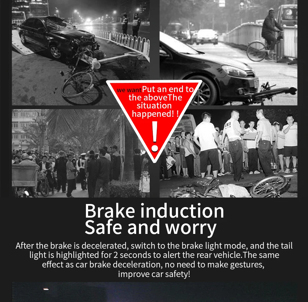 Bicycle Taillights Intelligent Brake Sensor Taillights MTB/ Road Bike Rear Bicycle Rear Light USB Brake Tail Light 6-20 Hours