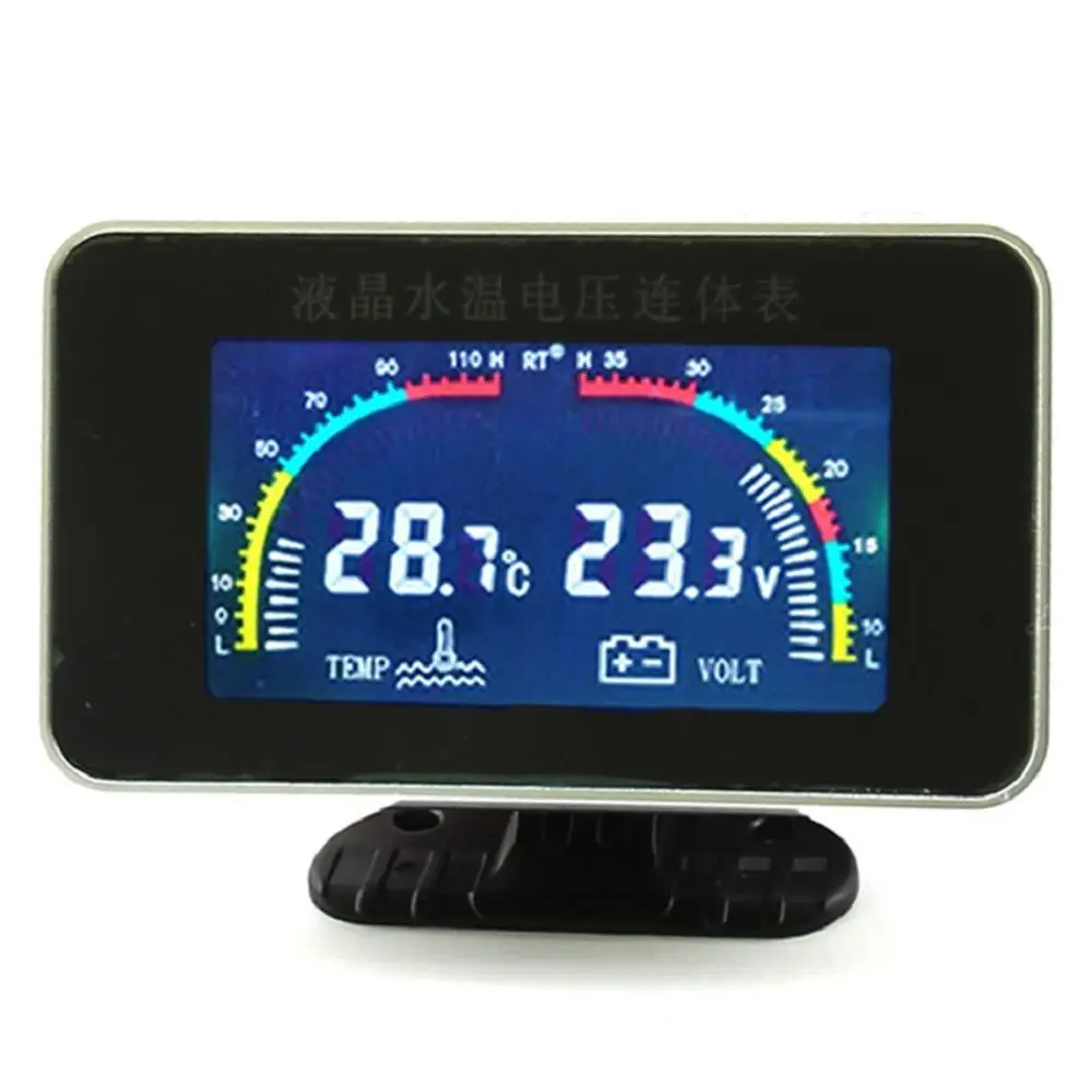 Universal Car 2 In 1 LCD Car Digital ALARM Gauge Pressure Voltmeter Volt Water Temperature Gauge Temperature Gauge Voltage