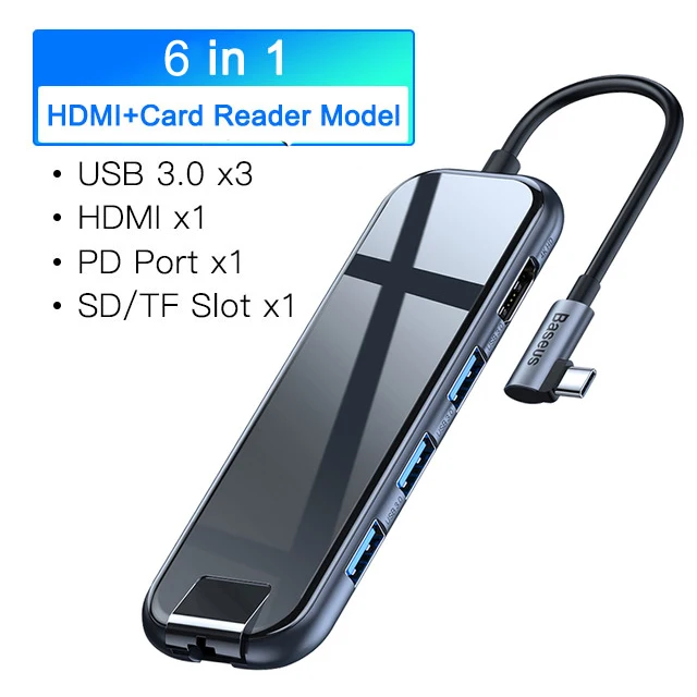 Baseus концентратор USB Type C к HDMI RJ45 Мульти USB 3,0 USB3.0 адаптер питания для MacBook Pro Air Dock 3 порта USB-C usb-хаб разветвитель - Цвет: HDMI RJ45 Model