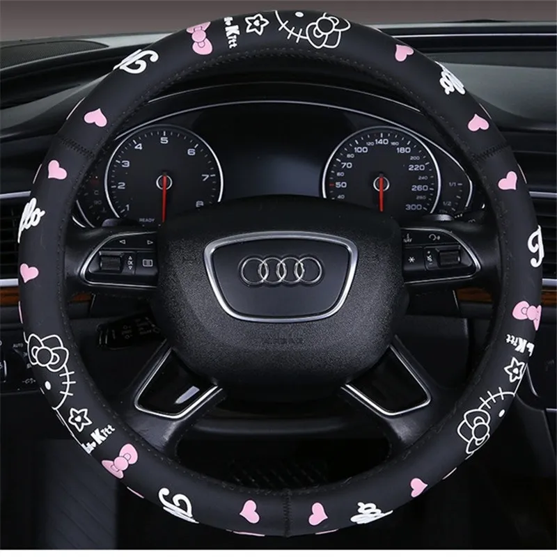 Hello kitty автомобильные аксессуары прекрасный Чехол рулевого колеса автомобиля силиконовый латексный универсальный чехол 38 см