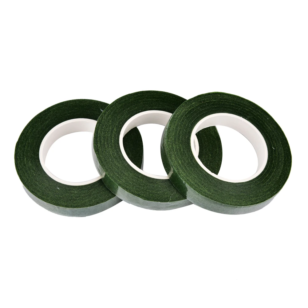 1pc nastro adesivo floreale verde nastro di cancelleria nastro adesivo decorativo fai-da-te nastro elastico richiudibile forniture di fiori in Nylon 12m * 12mm