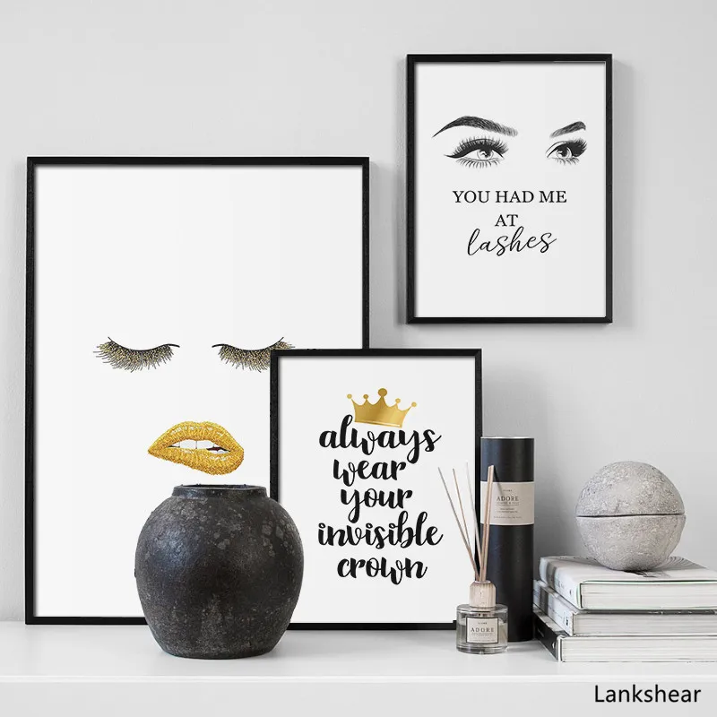 Современный модный плакат с ресницами макияж холст принты живопись салонный