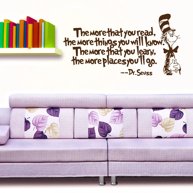 

mr. Seuss Famous Quotation Decorative Painting Living Room the Study Room reading hall Fashion Wall Stickers