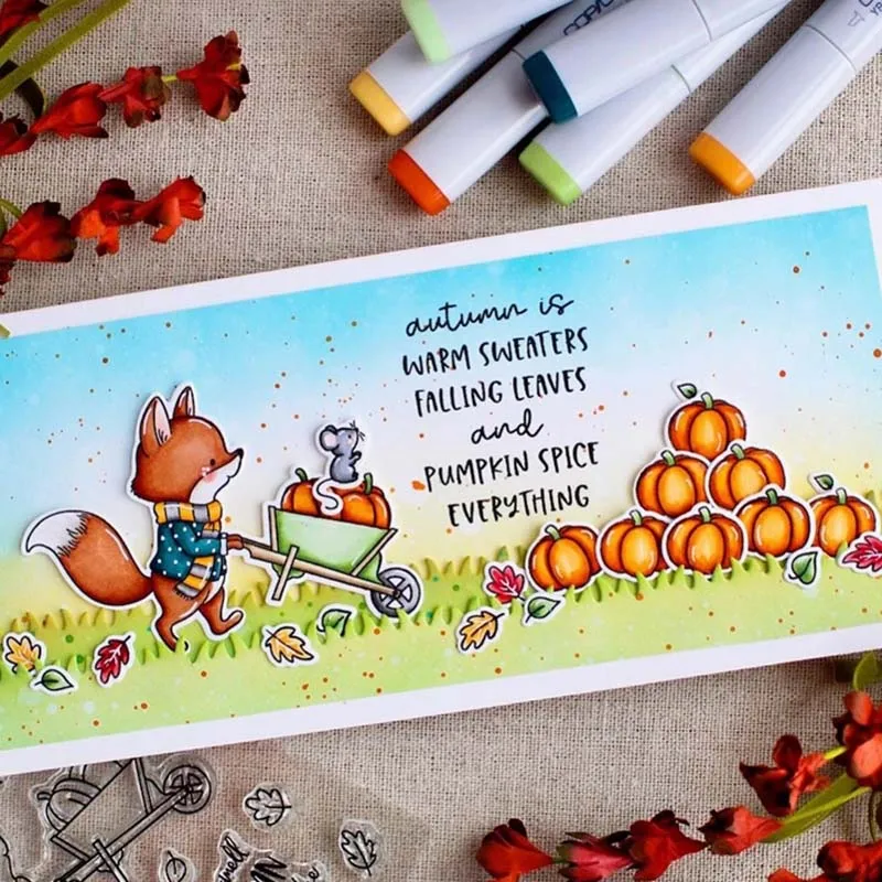 Monkey Harvest Fox Pumpkin Metal Cutting Dies and Stamps Stencil for DIY Scrapbooking Photo Album Embossing Decorative Craft Die