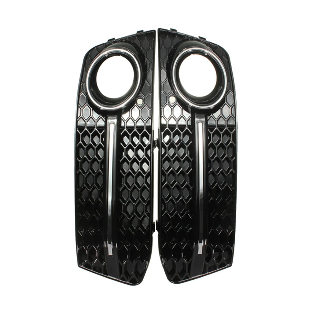 Grill Black Front Fog Light Lamp Covers Trim Guard for Audi A4 B8 09-11