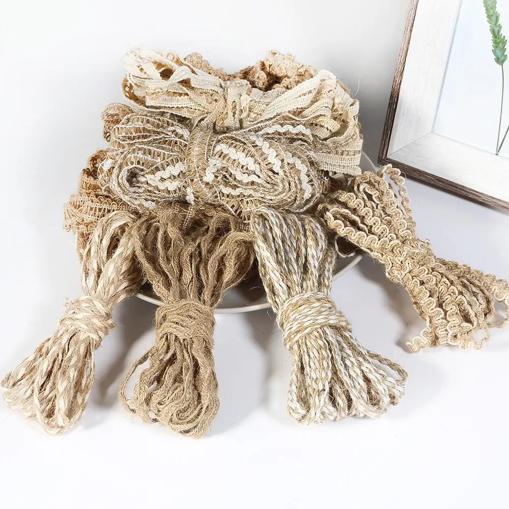 Винтажная натуральная джутовая веревка из гессиана 5 м лента мешковины для