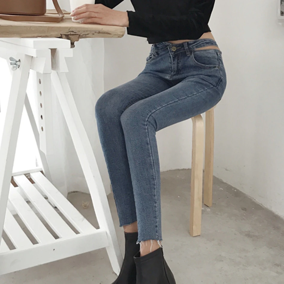 Genayooa Sexy Skinny Jeans Woman Streetwear High Waist Ripped Jeans For Women Korean Style Demin Pencil Pants
