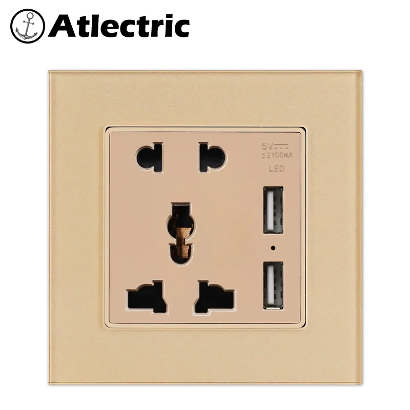 Универсальная Многофункциональная розетка Atlectric настенная с двумя USB портами