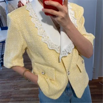 

RUGOD 2020 New Arrivals Temperament Women Blouse Shirt Korean Chic Turn-down Collar Patchwork Lace Tunic Female