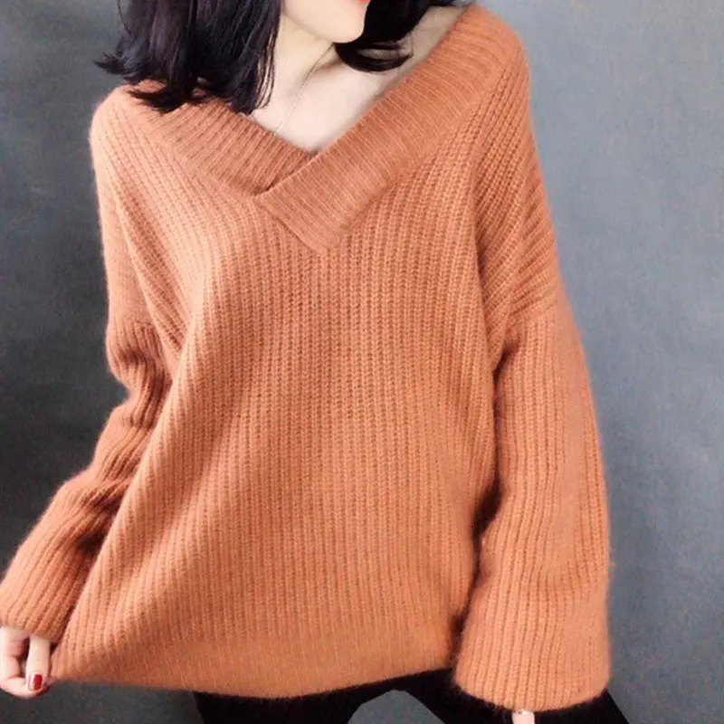 JoinYouth V Neck Solid Women Sweaters 2020 Autumn Korean Fashion Pullovers Winter Clothes Loose Warm Sueter Mujer Outwear J224