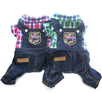 

Plaid Dog Cat Shirt Jumpsuit Rompers Pet Puppy T-Shirt Coat Jacket Spring/Summer Clothes Apparel