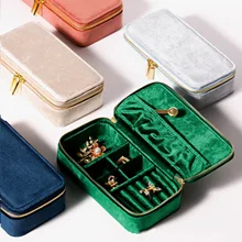 

Gorgeous Velvet Jewelry Box Rectangular Jewelry Organizer Box Portable Jewelry Rings Earrings Display Jewelry Box Women Gift