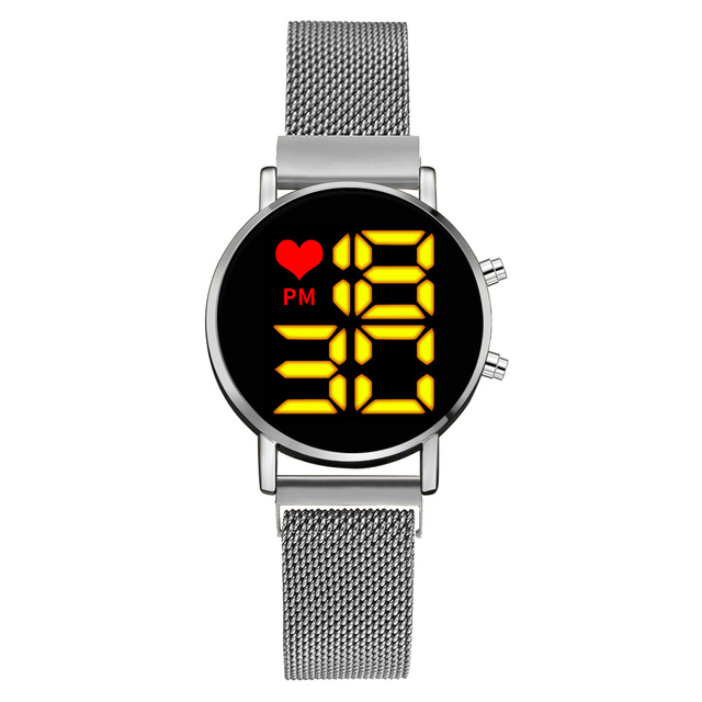 Digital Magnet Watches For Women Rose Gold Dress LED Ladies Quartz Wrist Watch Female Clock Relogio Feminino Dropshipping